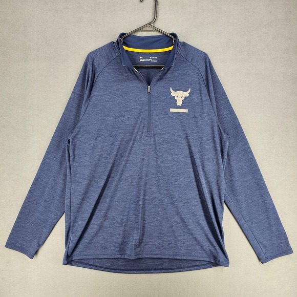 Under Armour Other - Under Armour Project Rock Pullover Mens XL Blue Long Sleeve 1/4 Zip HeatGear